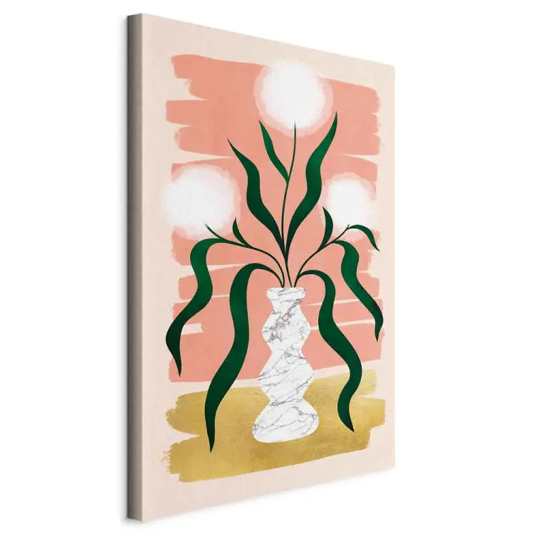 Blommor i en vas vertikal - vita blommor och blad