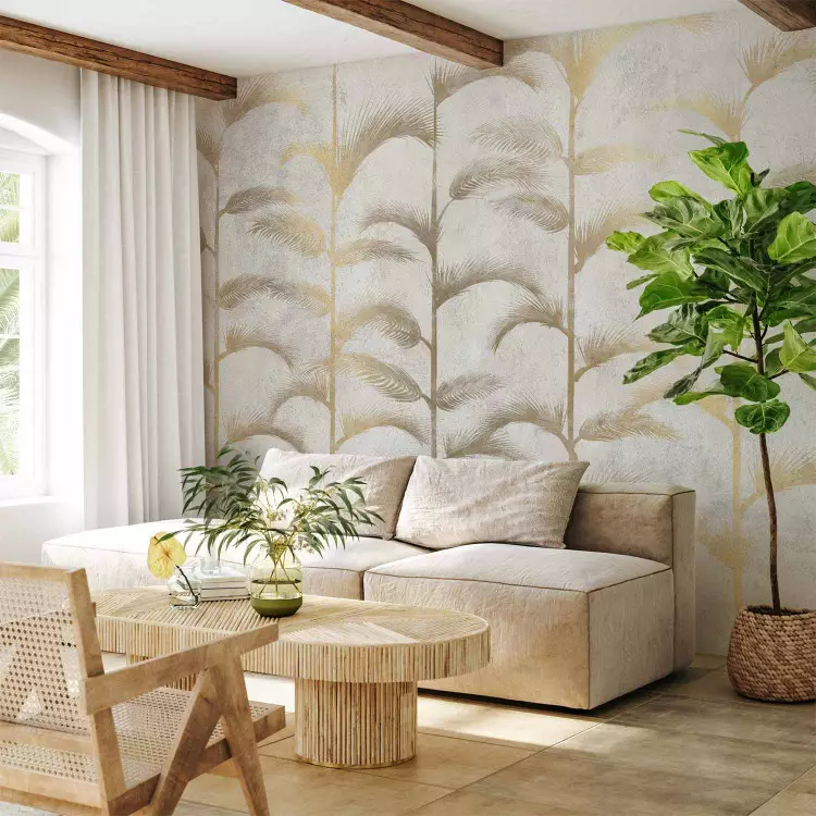 Delikat palmlund - abstraktion med guldiga palmer i art deco-stil