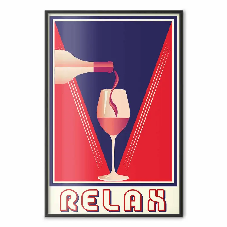 Avkoppling och vin - glas mot blå-röd bakgrund