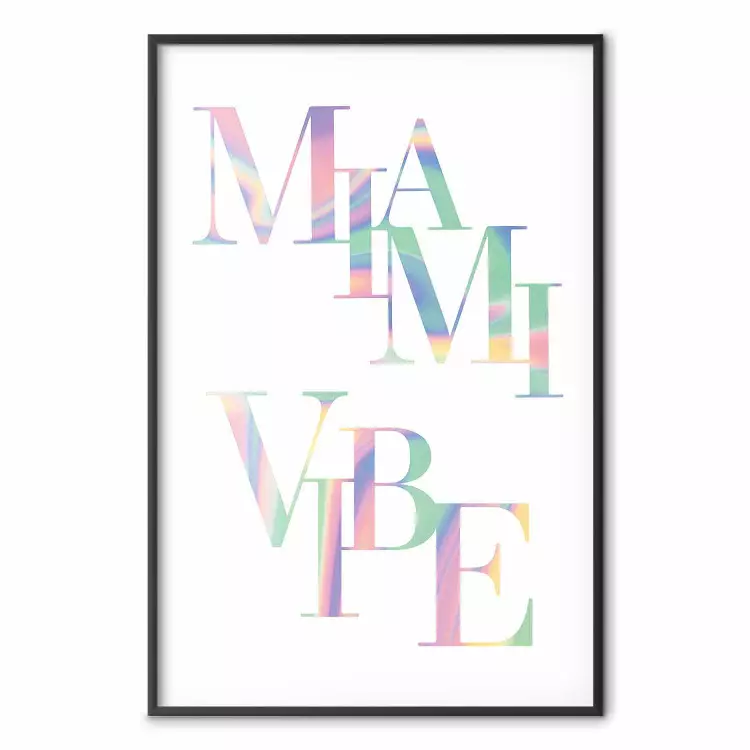 Miami Vibe - holografiska bokstäver i pastell- och blågrönt