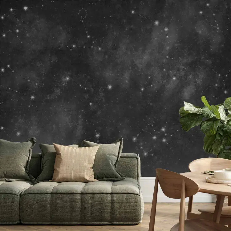Stjärnor - konstellationer av stjärntecken i ett svartvitt kosmos