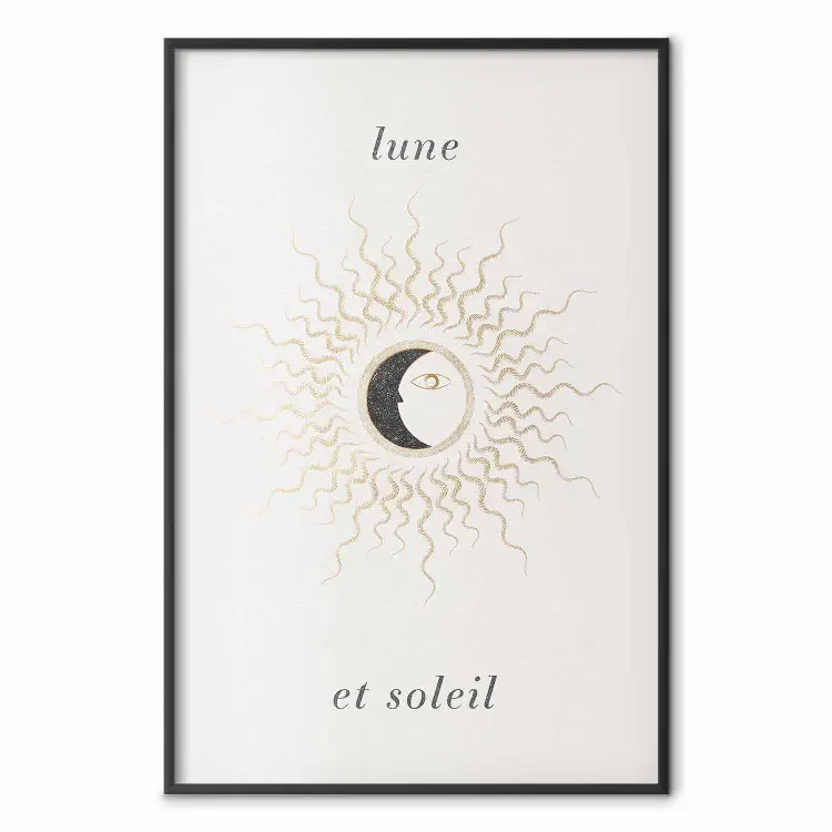 Måne och sol - grafisk avbildning av himlakroppar i ljusa toner