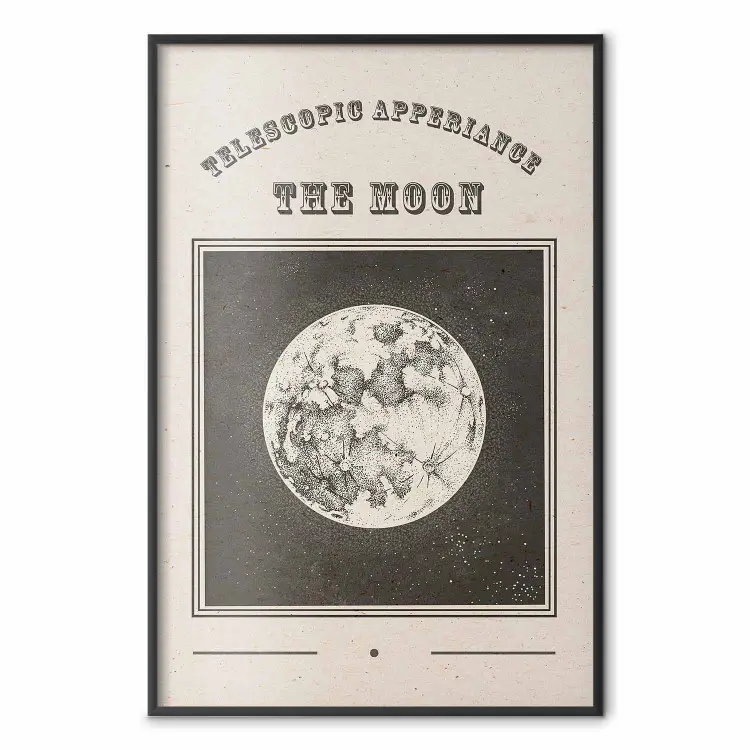 Utsikt över månen - illustration stiliserad från en gammal albumgravyr