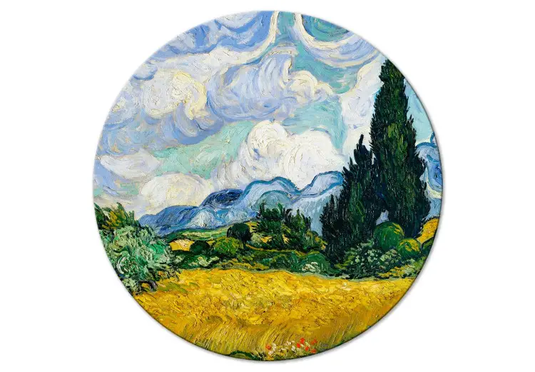 Vincent Van Gogh - landskap med ett gult fält av sagebrush och cypresser