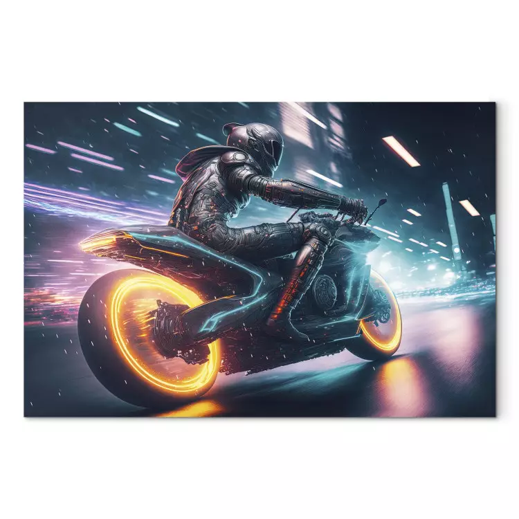 Ljusets hastighet - motorcyklist under ett nattlopp genom staden