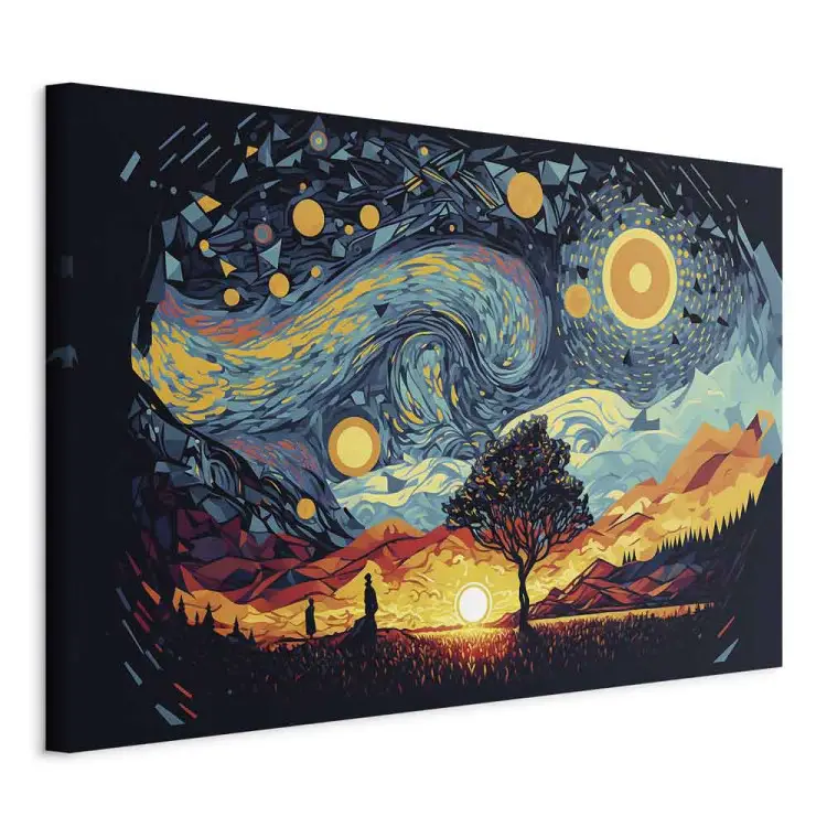 Soluppgång - färgstarkt landskap inspirerat av van Goghs verk