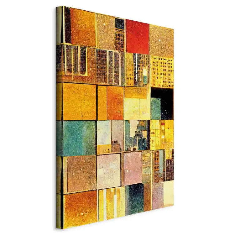 Abstrakta kvadrater - geometrisk komposition i Klimts stil