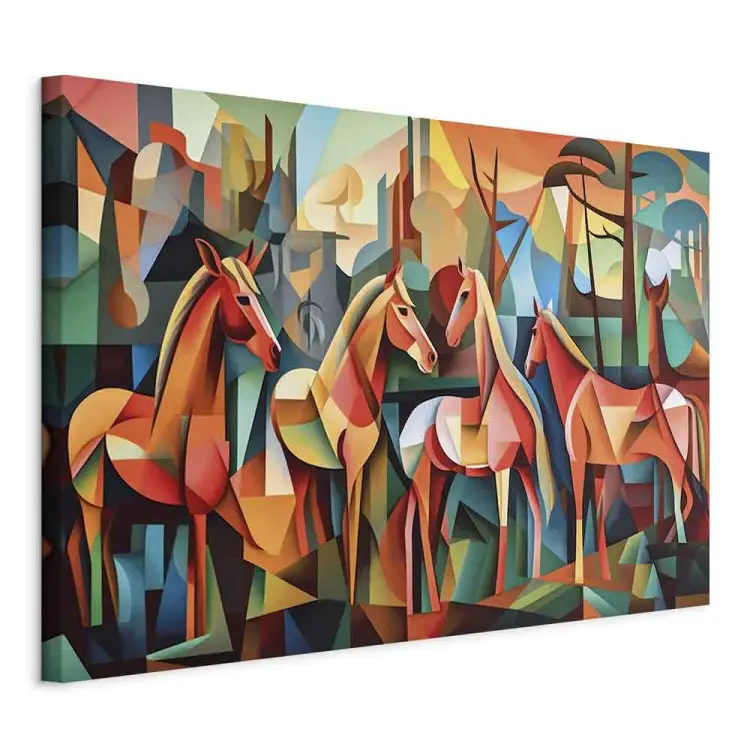 Kubistiska hästar - en geometrisk komposition inspirerad av Picassos stil