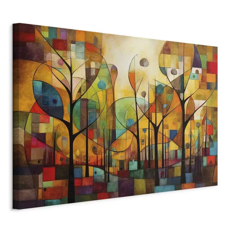 Färgglad skog - geometrisk komposition inspirerad av Klimts stil