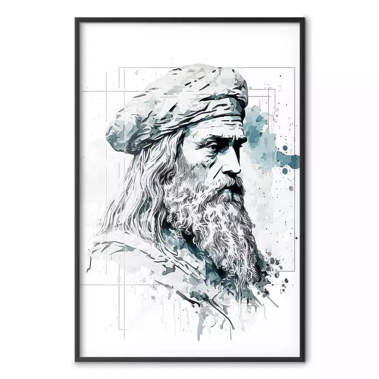 Da Vinci - svartvitt porträtt av konstnären genererat av AI