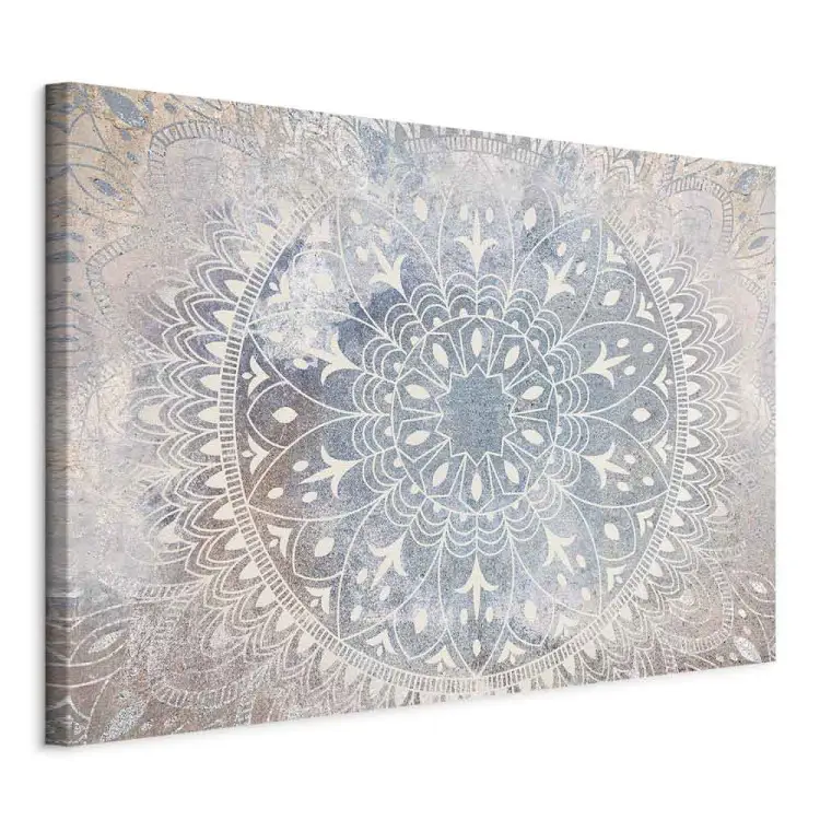 Mandala - ljus krämfärgad ornament på blå bakgrund