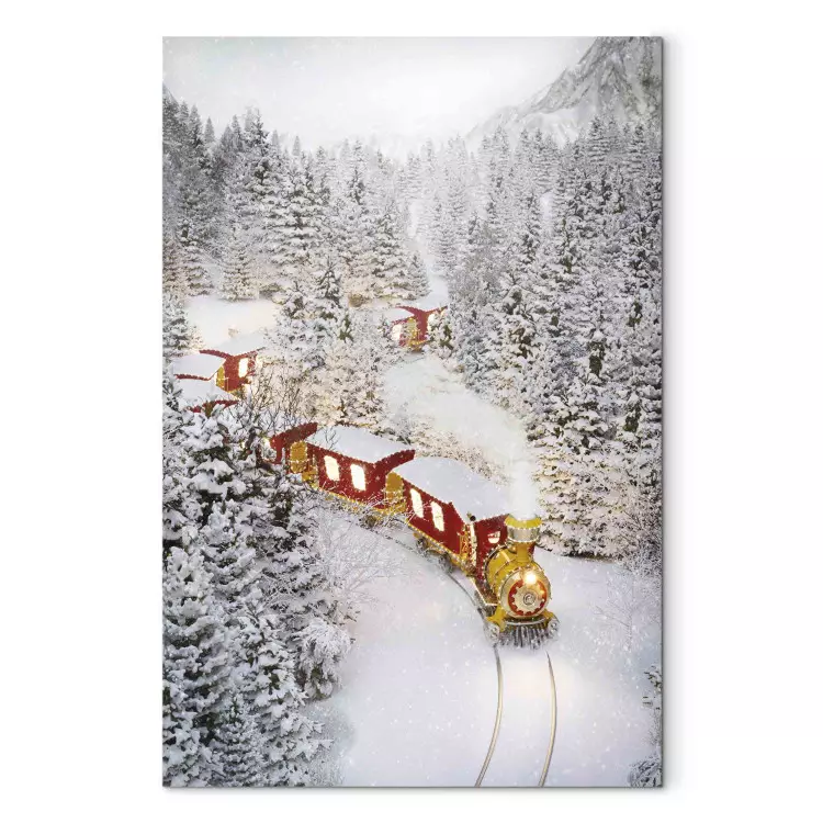 Christmas Train - A Fairy Tale Train Going Through a Snow-Covered Forest