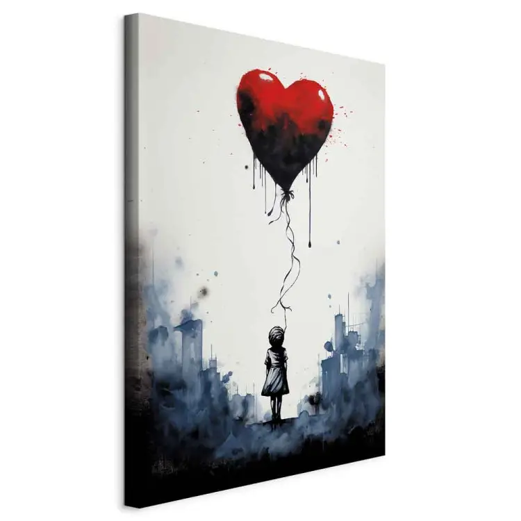 Flygande ballong - akvarellkomposition inspirerad av Banksy-stil
