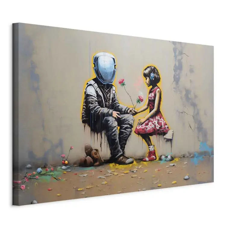 Möte AI - futuristisk färgglad graffiti i Banksy-stil