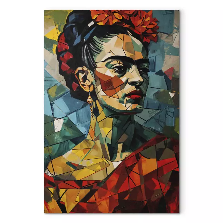 Frida Kahlo - geometriskt porträtt i kubistisk stil