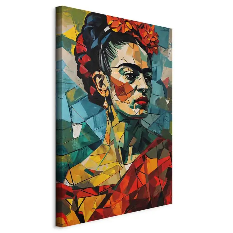 Frida Kahlo - geometriskt porträtt i kubistisk stil