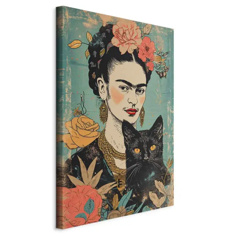 Frida Kahlo - porträtt av målaren inspirerad av japansk stil