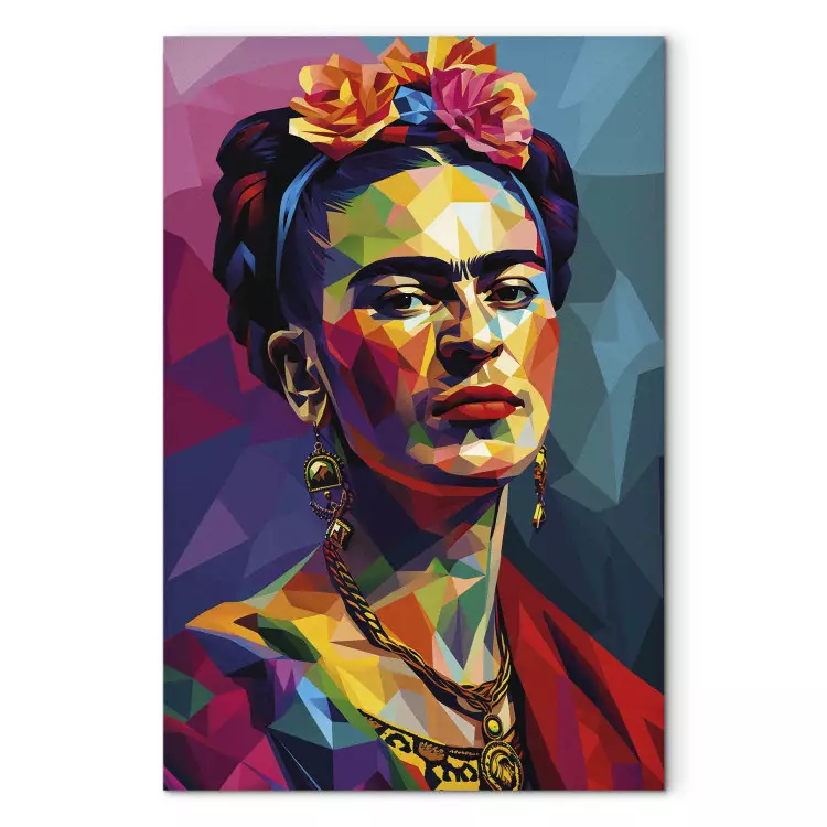Frida Kahlo - geometriskt porträtt av målaren i Picasso-stil