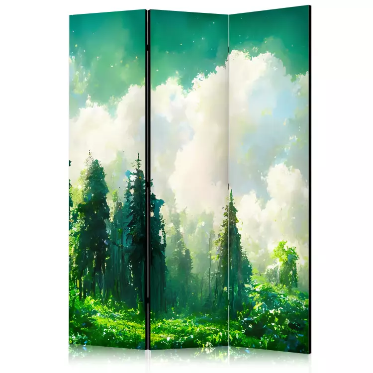 Mountain Landscape - Trees on a Mountainside Painted in Watercolor [Room Dividers]