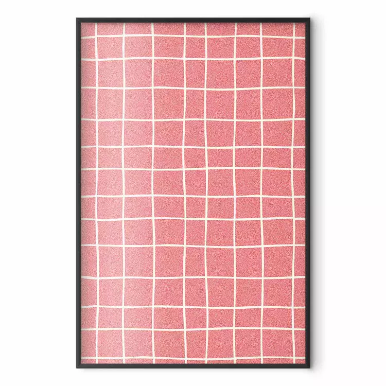 Oregelbunden ruta - vågigt mönster av röda rektanglar på en krämfärgad bakgrund