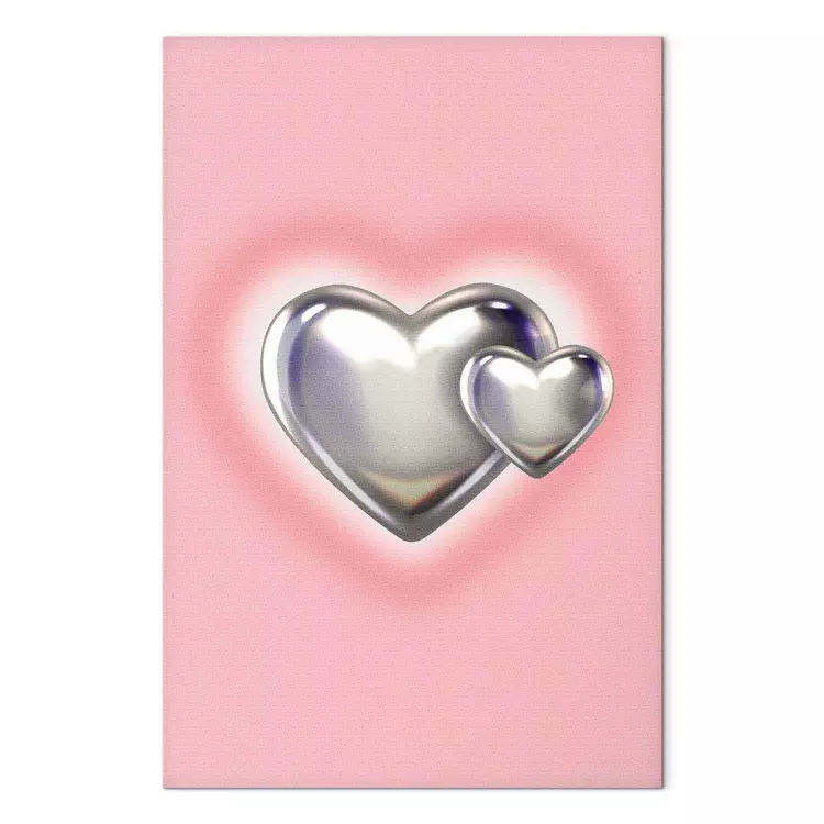 Metallic hearts - silverfigurer på en subtil rosa bakgrund