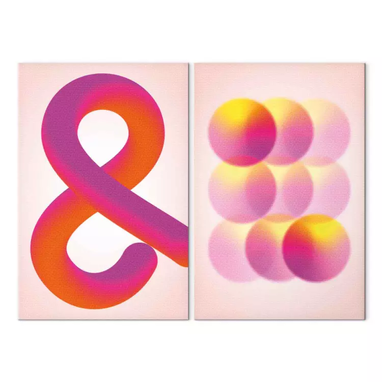 Gradientsymbol - orange ampersand och rosa bollar i pastelltoner