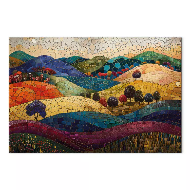Colourful hills - Klimt-inspirerat landskap med mosaikkullar