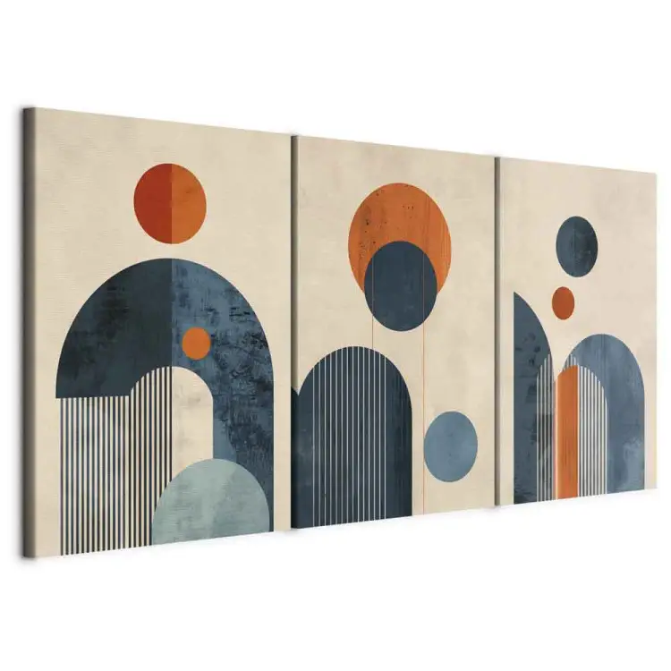 Inspirerat Bauhaus - geometriska former och linjer i nyanser av orange och blått