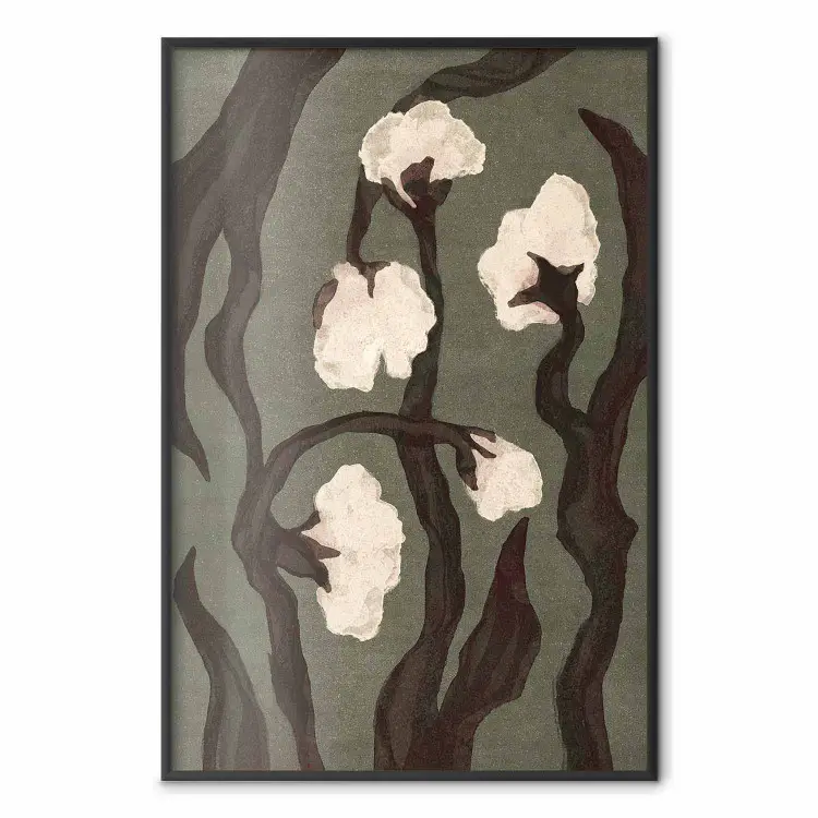 Nattblommor - illustration av bomull på sliten grön bakgrund
