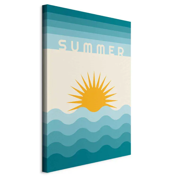 Solig Strand - retrografik med texten Summer och ett marint landskap