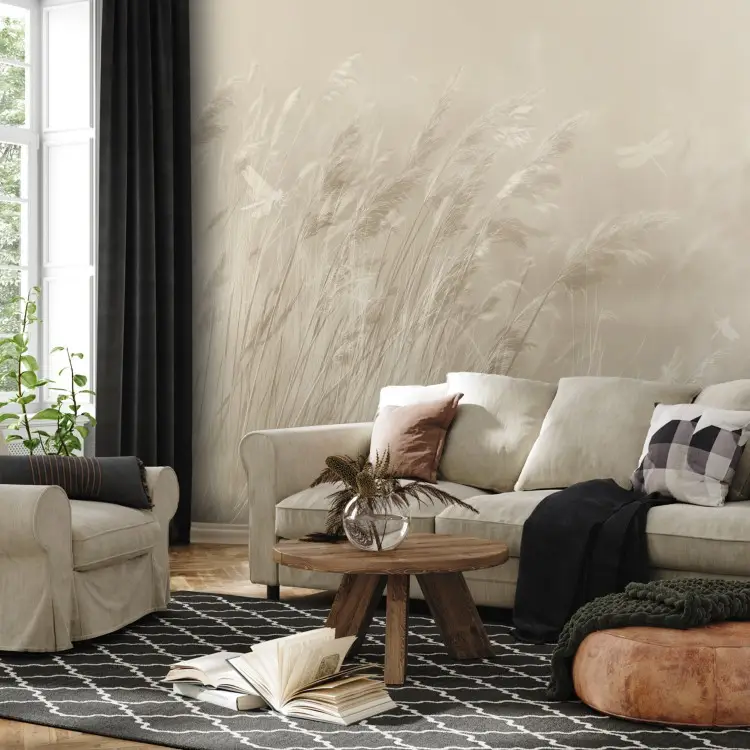 Sommaräng - ett mjukt landskap av växter i beige nyanser av naturen