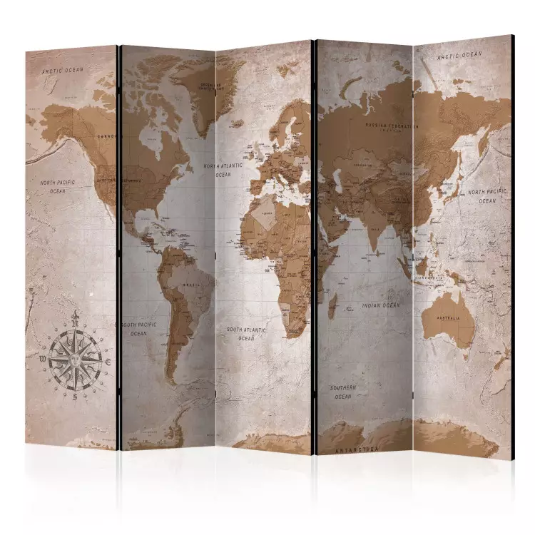 Orientaliska resor - orientalisk världskarta med bronskontinenter