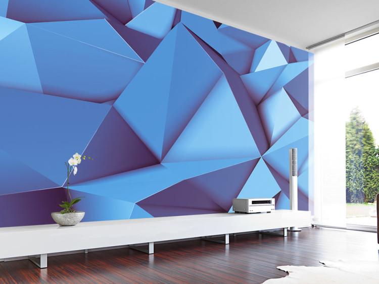 Fototapet Abstrakt geometrisk illusion i 3D - komposition i blå nyans