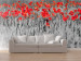 Fototapet Röda maskor i svartvit säd - kontrastrik abstraktion av blommor 60400