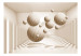 Fototapet 3D-abstraktion - beige kulor med skugga i en ljus rymd med kolonner 61900 additionalThumb 1