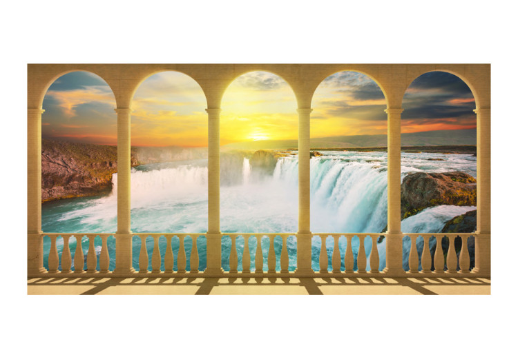 Fototapet Dröm om Niagara Falls - flodlandskap med vattenfall bakom pelare 60020 additionalImage 1