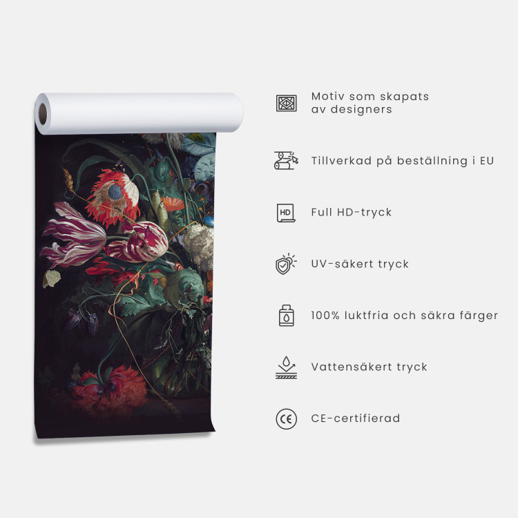 Fototapet Delikat blommigt motiv - skiss av färgglada blommor på en fantasifull bakgrund 60830 additionalImage 4