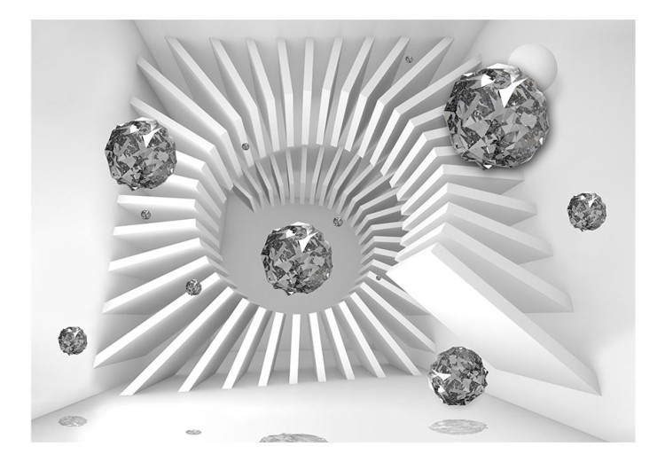 Fototapet Dominoarkitektur - modern vit rymd med silverkulor 61730 additionalImage 1