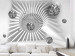 Fototapet Dominoarkitektur - modern vit rymd med silverkulor 61730