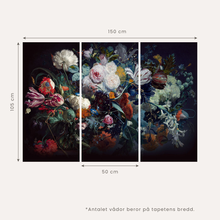Fototapet Blommor i rök - abstrakt motiv av röda liljor på grå bakgrund 64730 additionalImage 5