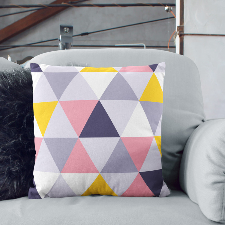 Mikrofiberkudda Colourful mosaic - a geometric composition of triangles cushions 146840 additionalImage 6
