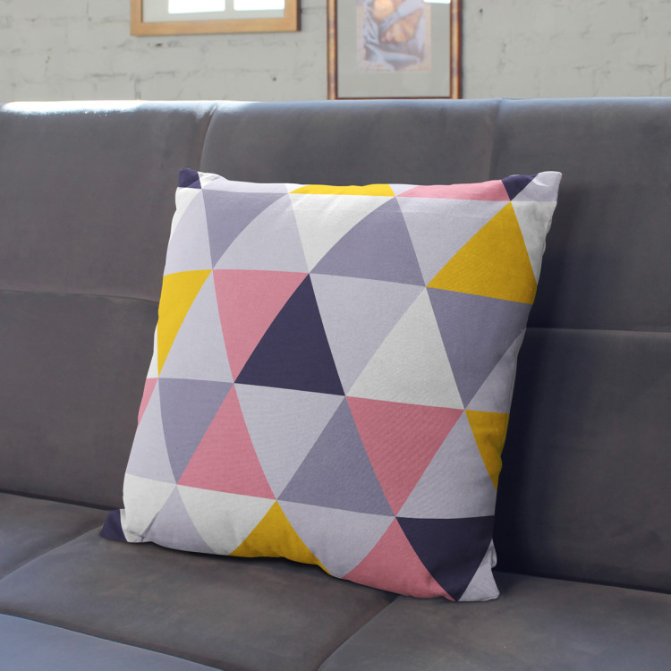 Mikrofiberkudda Colourful mosaic - a geometric composition of triangles cushions 146840 additionalImage 4