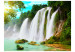 Fototapet Naturens skönhet - landskap med vattenfall som rinner ner i en stenig sjö 60040 additionalThumb 1