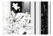 Fototapet Liljor - svartvitt mönster med dekorationer och blommor i vintagestil 64340 additionalThumb 1