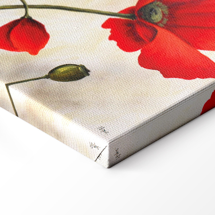 Målning Röda vallmo i grå dag (1-del) - Växtmotiv med bakgrund 47160 additionalImage 6