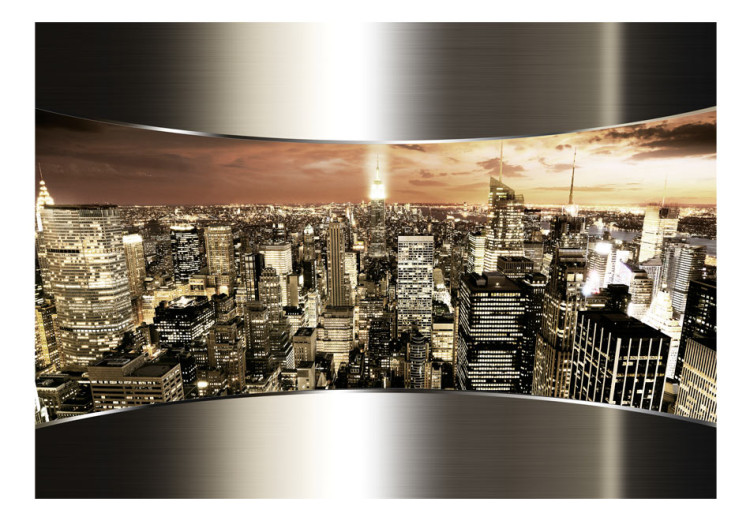 Fototapet New Yorks stadssilhuett - panoramabild på stadens skyskrapor på natten 60160 additionalImage 1