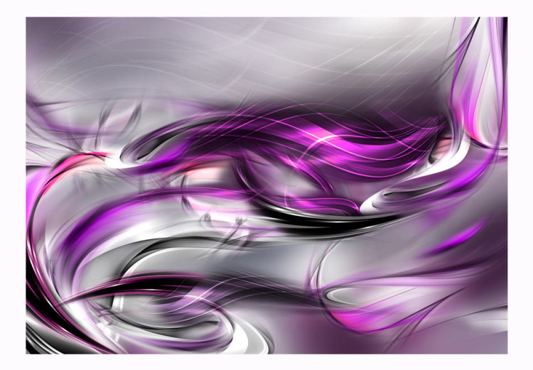 Fototapet Abstrakt komposition - rosa vågor på grå bakgrund med glans 61360 additionalImage 1