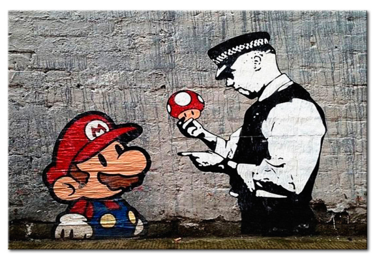 Tavla av akrylglas Mario and Cop by Banksy [Glass] 94370 additionalImage 2