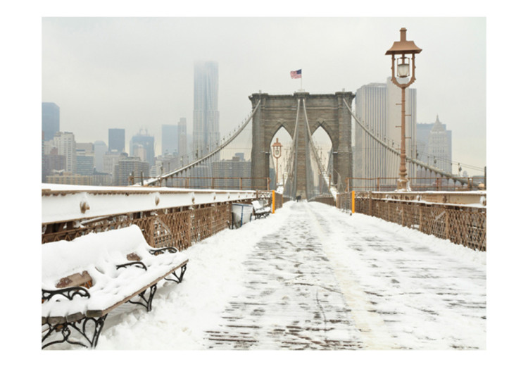 Fototapet New Yorks arkitektur - vinterbro med stadens skyskrapor i USA 59790 additionalImage 1
