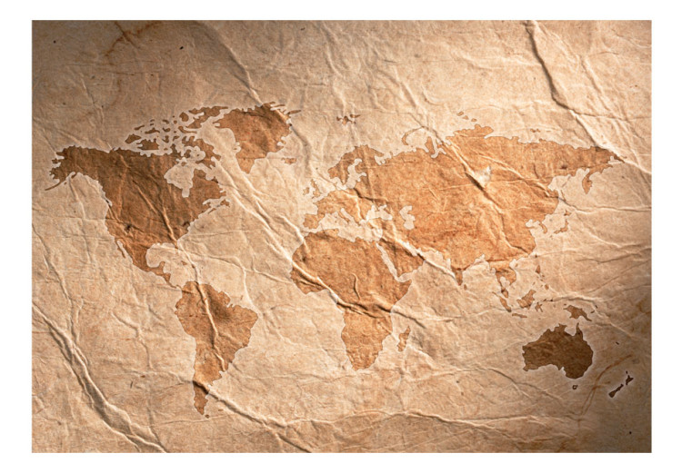 Fototapet Pappersresor - sandig världskarta med kontinenter på en gammal bakgrund 64790 additionalImage 1